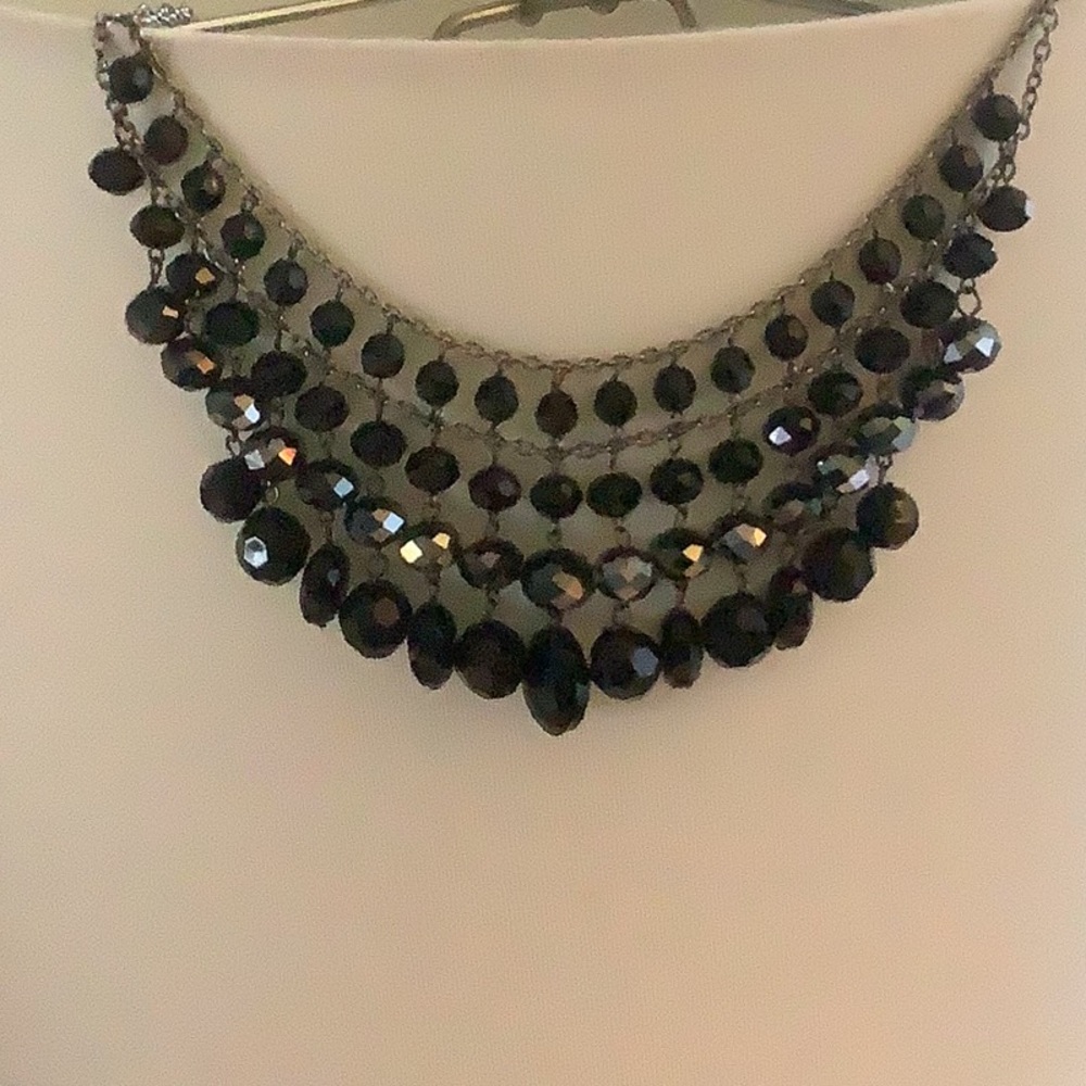 Vintage Faceted Black Glass Bead Necklace,               3 for $25